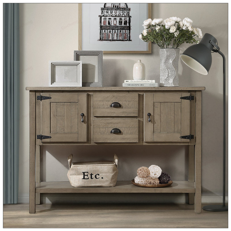 Retro 48.3" Sideboard,Entryway Table,Console Table,Sideboards Buffet Table with Bottom Shelf, Rustic Brown