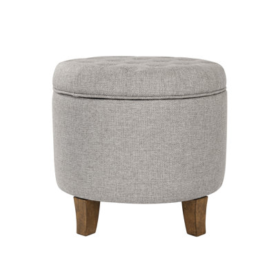 Round Button-Tufted Storage Ottoman