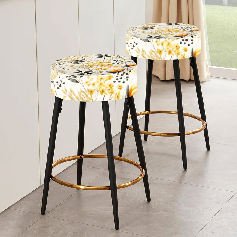 Ensemble de 2 tabourets à imprimé animal, Charme floral botanique rustique