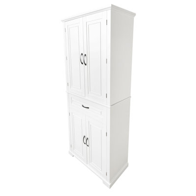 Armoire blanche pour salle de bain avec rangement efficace et unité d'espace de tiroir: portes pratiques