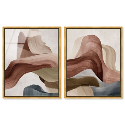 «Desert Petals Duet», ensemble de 2 reproductions d'art sur toile encadrées par Art Remedy, cadre doré, 20 x 24