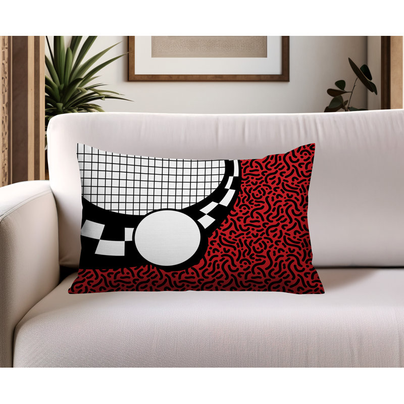 Coussin lombaire réversible Dotrix, Rectangle H 14 po x l 20 po, Rouge