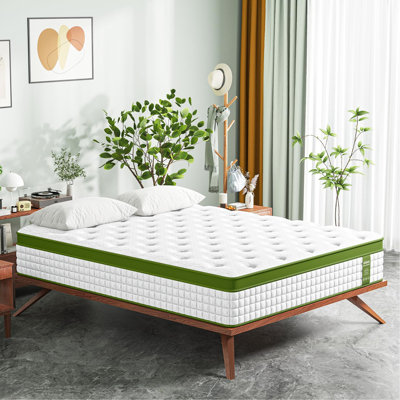 Matelas pleine grandeur de 30 cm (12 pouces) en boîte, mousse à mémoire de forme infusée de gel, ressorts ensachés, soulagement, isolation des mouvements, doux pour la peau, respirant, sommeil confortable, avec mousse et tissu respirant pour la peau, absorbe les vibrations.