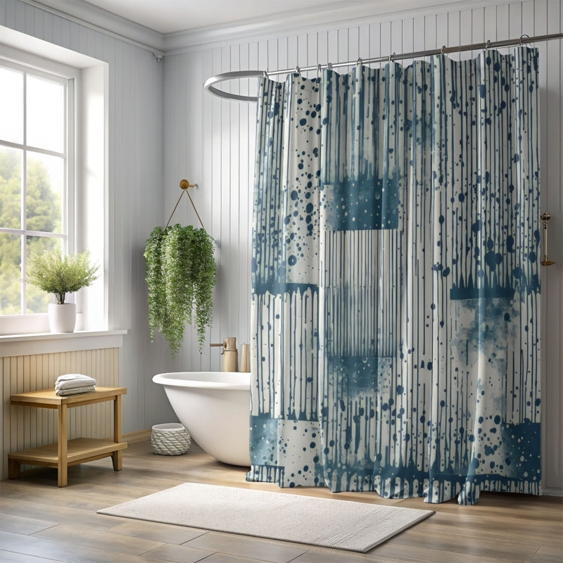 Watercolor Rain - Premium Shower Curtain, 74"H x 71"W