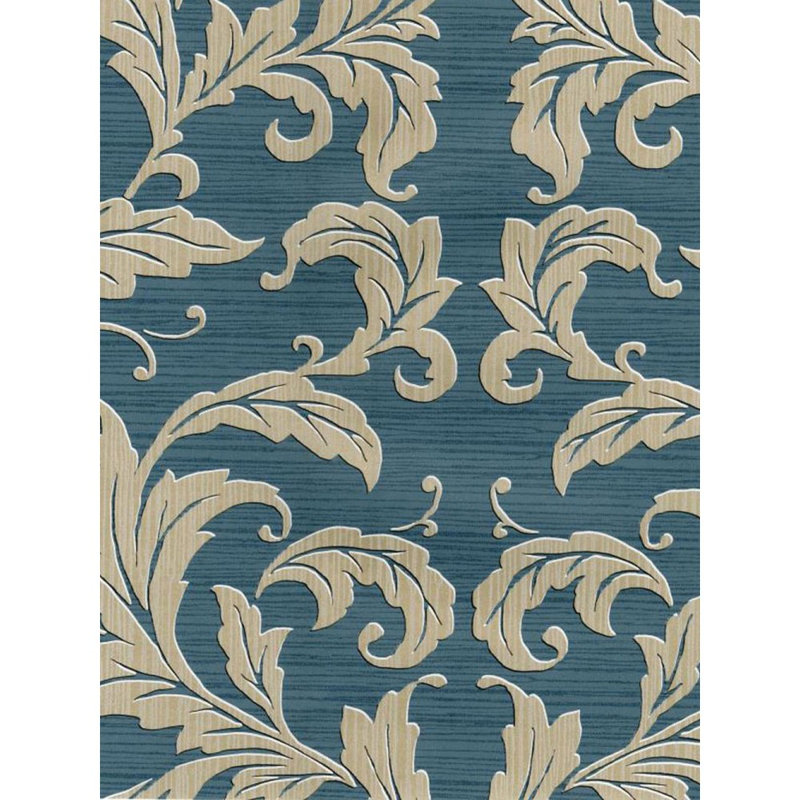 Rouleau de papier peint L 33 pi x l 21 po, Turquoise, Beige
