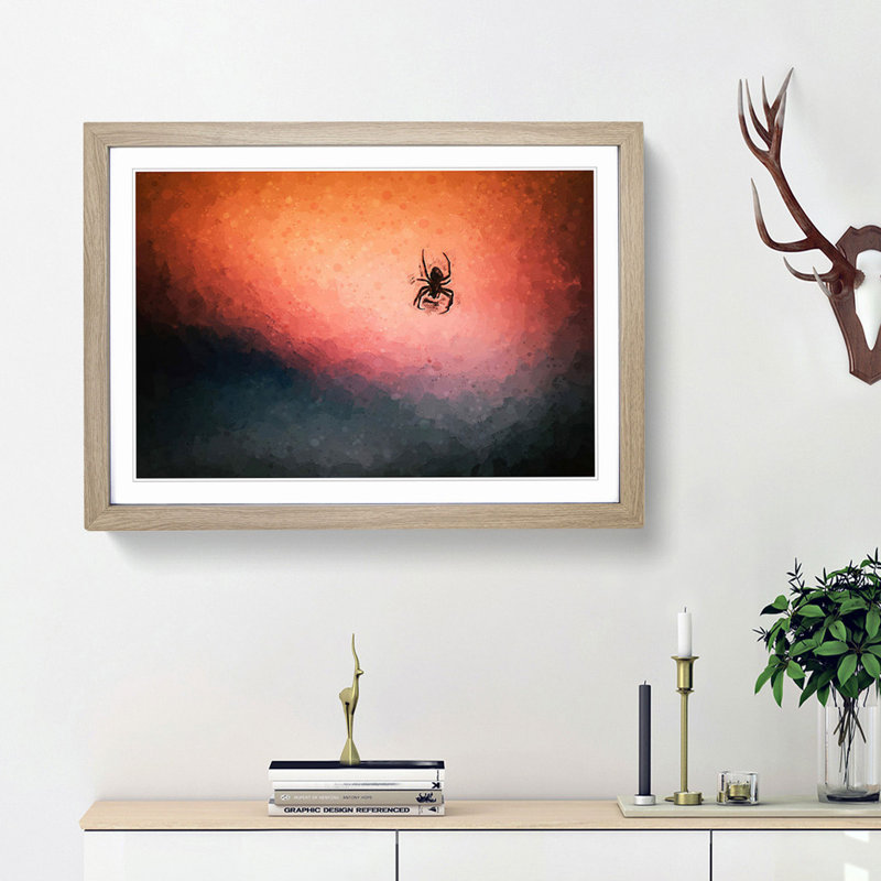 Spiders Web in Abstract - Framed Print, Oak Framed, 48cm H x 65cm W x 2cm D