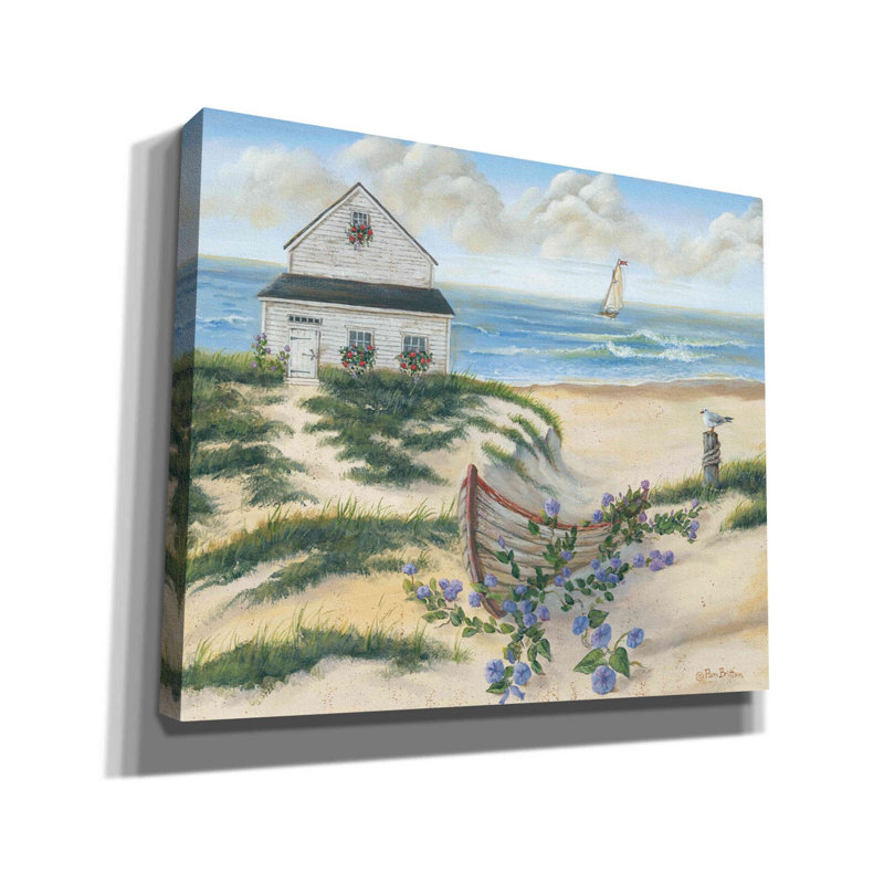 «Beach Cottage II» par Pam Britton, art mural sur toile, H 20 po x l 24 po x P 0,75 po