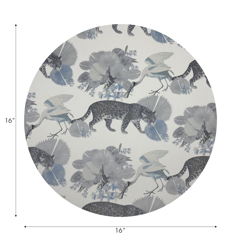 Leopard Walk Pebble 16" Vinyl Placemat, Powder