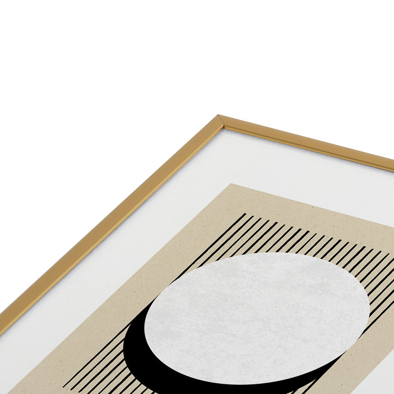 MoonlightPrint Circle BW Stripes, reproduction d'art encadrée en métal, Or, H 10 po x l 8 po