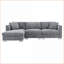 Canapé modulaire moderne en chenille 4 places avec méridienne surdimensionnée, 2 coussins | Chenille | Gris clair-50342689