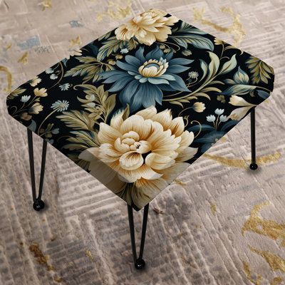 Tribal Green Damask Accents I - Damask Rectangle Ottoman