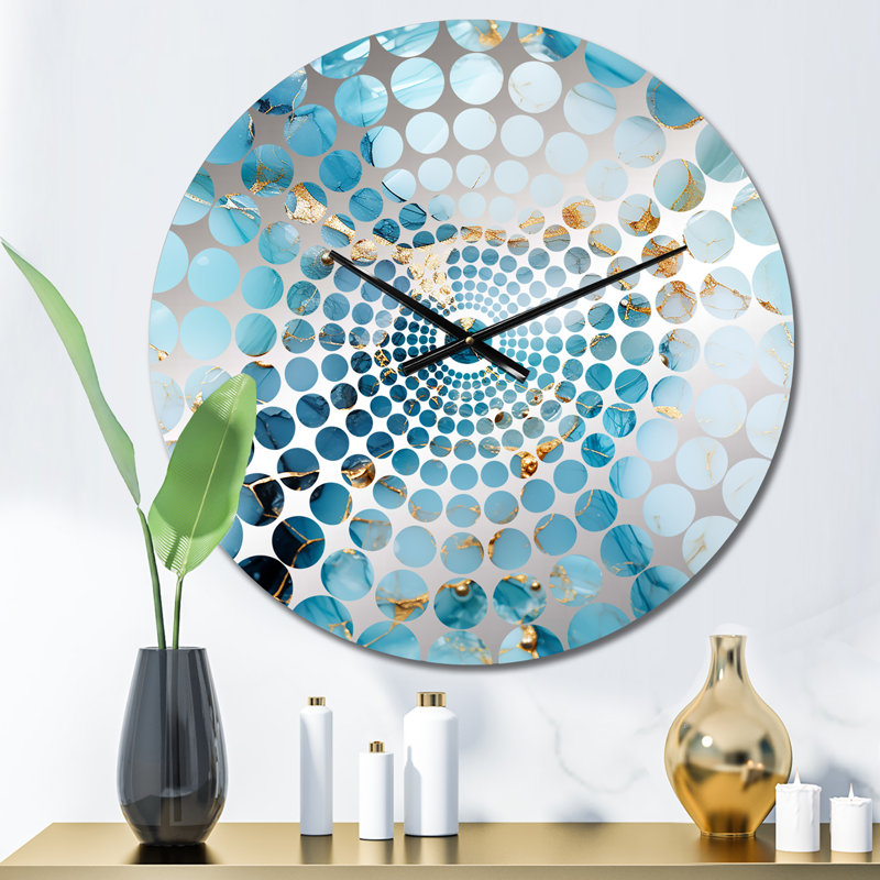 Horloge murale en marbre céleste or et bleu, Petit