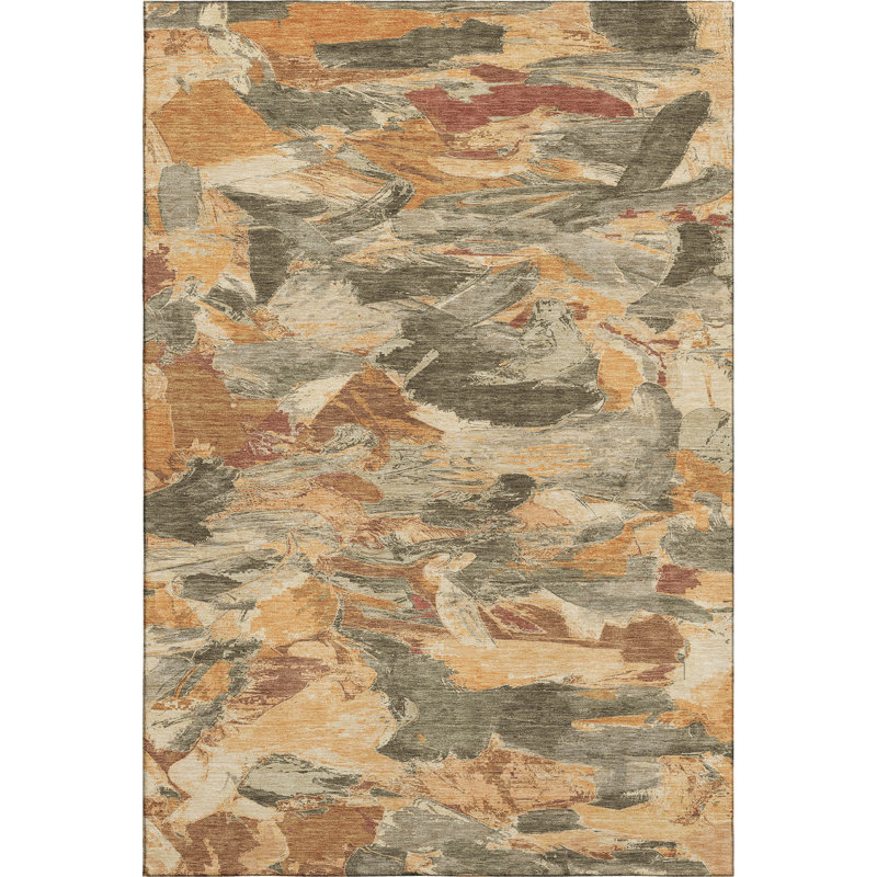 Premium Machine Washable Kumbhar AMF1344 Abstract Rug, Rectangle 5' x 7'6"