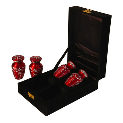 Beautiful Diamond Cut Red Small Mini Keepsake Cremation Urns for Human Ashes