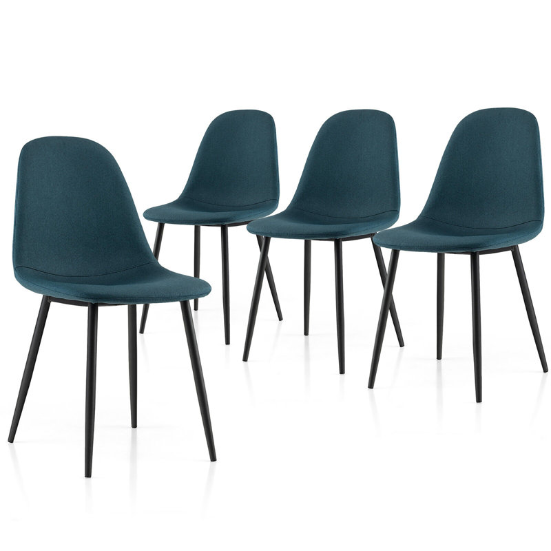 Bassiru 19'' H Linen Upholstered Side Chair, Blue