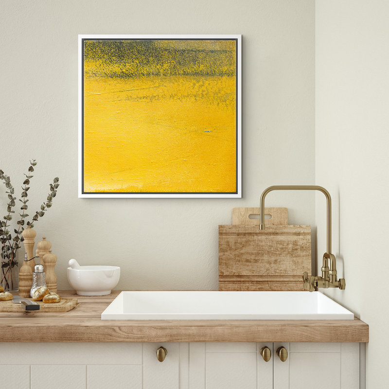 «Faded Yellow Textured Effect», impression sur toile, Blanc, H 24 po x l 24 po x P 1,5 po