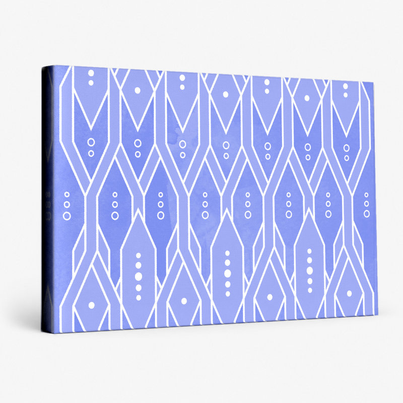 «Blue Geometric Lattice», art mural sur toile, 30" W x 20" H