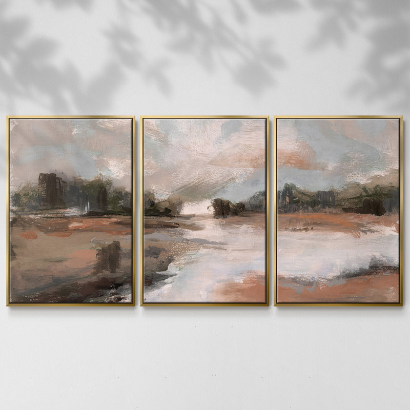 South Pond 3 pièces, H 36 po x l 75 po x P 2 po, Or