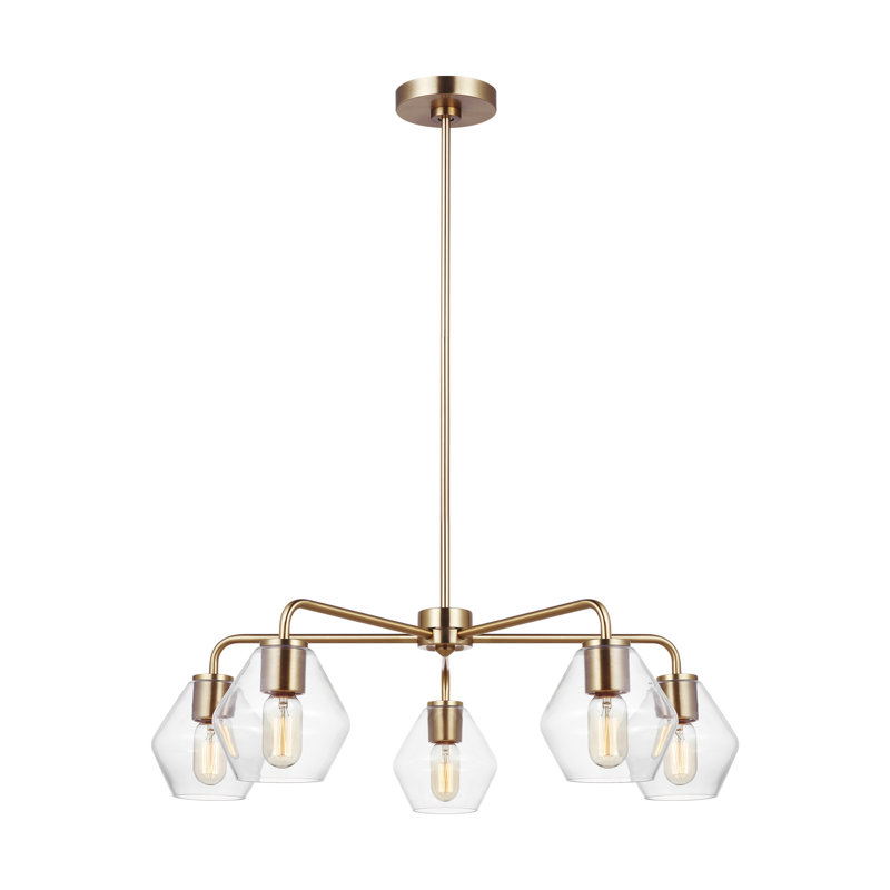 Rooks 5-Light Chandelier, Laiton