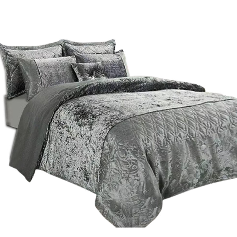 Santiago 3 Piece Crushed Velvet Duvet Cover Set Ultra Soft Luxurious and Easy Care Bedding, Kingsize - 2 Standard Pillowcases