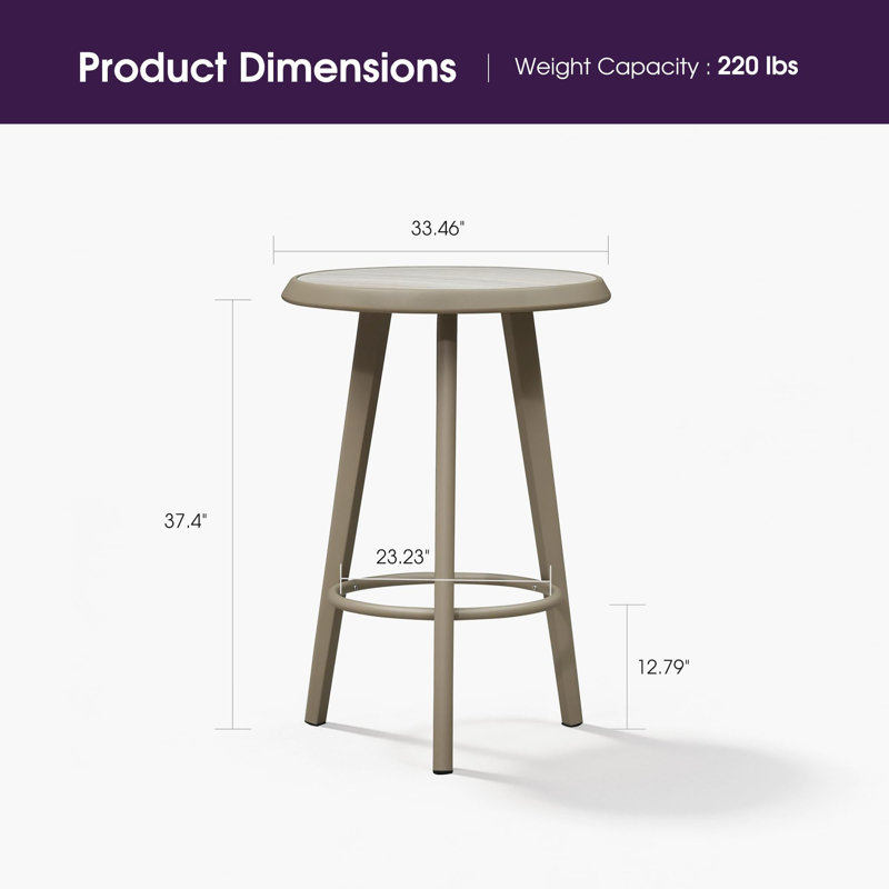  Table de bar Patio, Champagne, 37.4" H x 33.46" W x 33.46" D