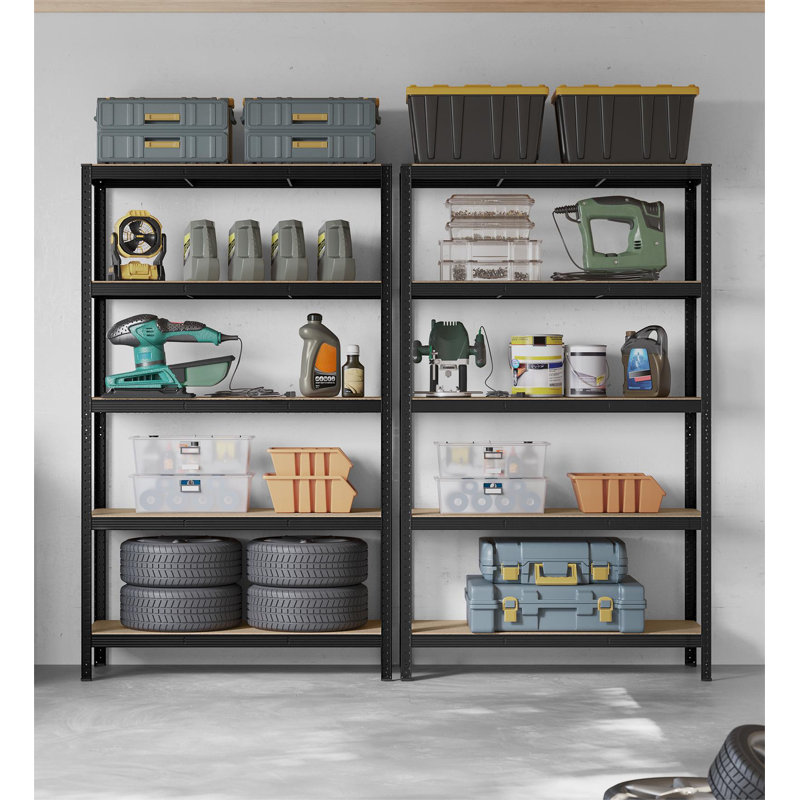 Kris Metal Height -Adjustable Shelving Unit, Black, 200cm H x 60cm W x 120cm D