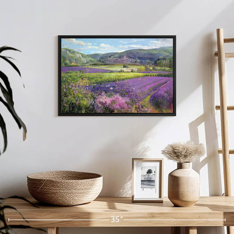 Champs de lavande dans la vieille Provence, 19 po x 13 po, Cadre flottant noir