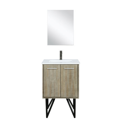 Lancy 24 in W x 20 in D Single Bath Vanity Mirror and Gun Metal Faucet Set