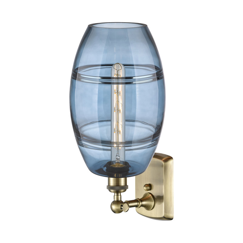 Applique murale en acier Bettylou, Laiton antique, H 10,88 po x l 8 po x P 8,13 po, Bleu princesse