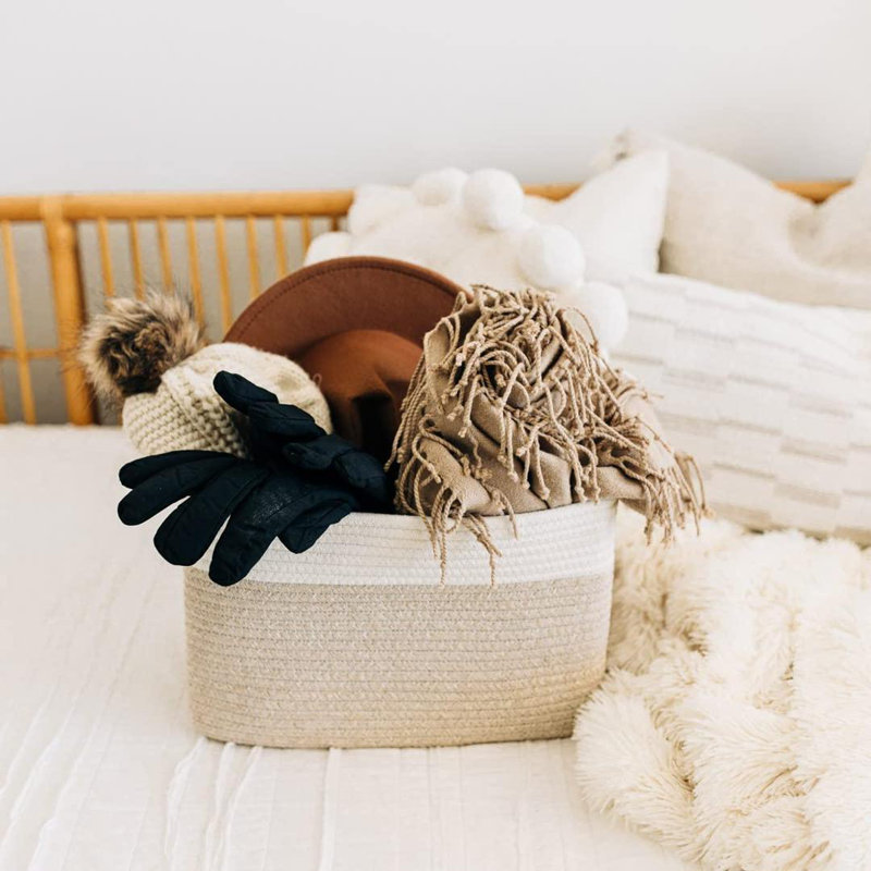 Panier en tissu, Brun clair / blanc cassé