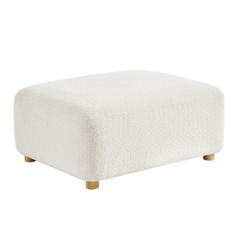 Luna 35.75" Modern Oversized Boucle Ottoman With Solid Wood Legs