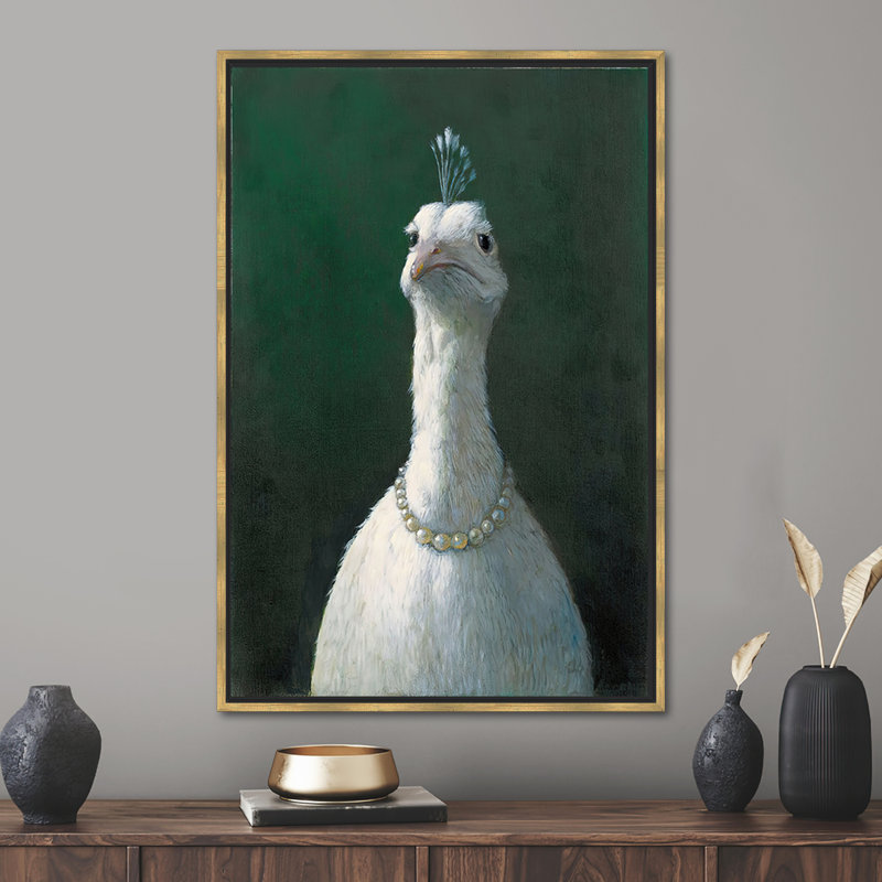 Impression sur toile «Peacock with Perles», impression sur toile, H 45 po x l 33 po, Doré