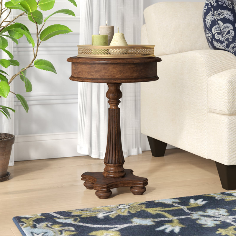 Leesburg Round Brown Wood Traditional End Table