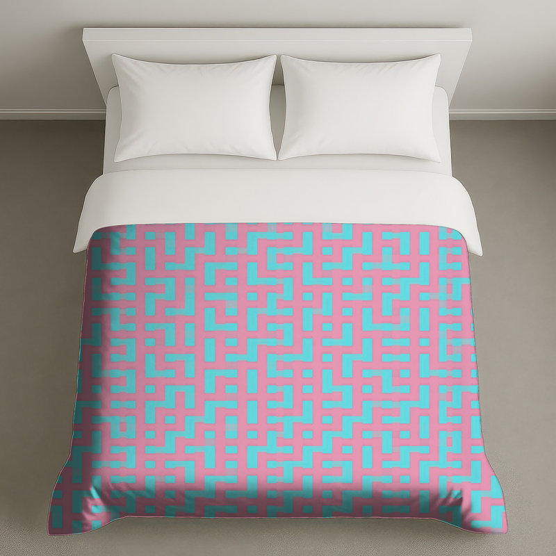 Housses de couette bleues et roses, Grand lit