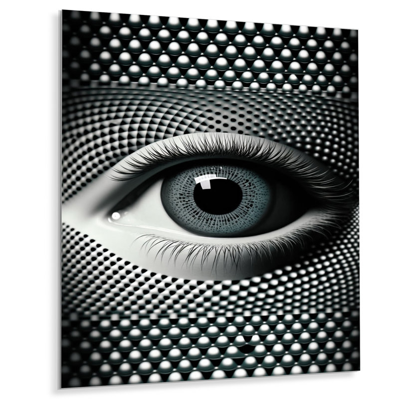 Décoration murale œil monochrome, H 20 po x l 12 po x P 1 po