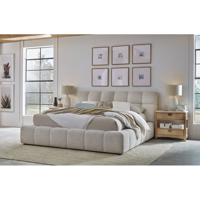 Grand lit tapissier avec 2 tables de chevet, 3 Pcs: Bed, 2 Nightstands, Grand lit
