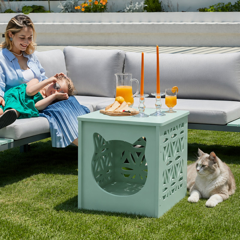 Multi-Functional Cat Cave PVC Side Table, Green