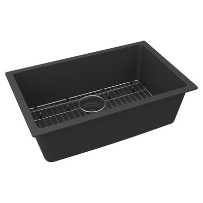 Elkay Quartz Classic 29-1/2" x 18-3/4" x 9-1/2", Single Bowl Undermount Sink Kit, Graphite