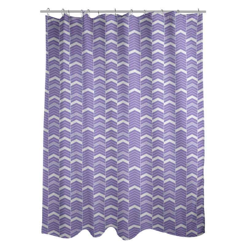 Rideau de douche simple à chevrons, Mauve / Blanc