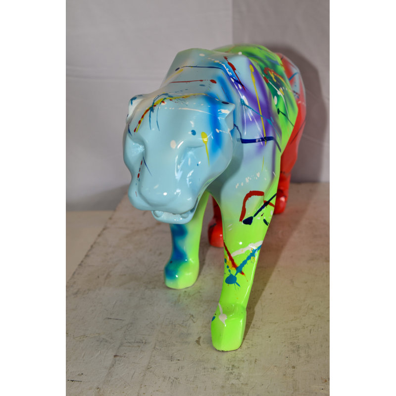 Statue abstraite et géométrique en résine de Jaguar 28 po x 7 po x H 12 po Doraliz
