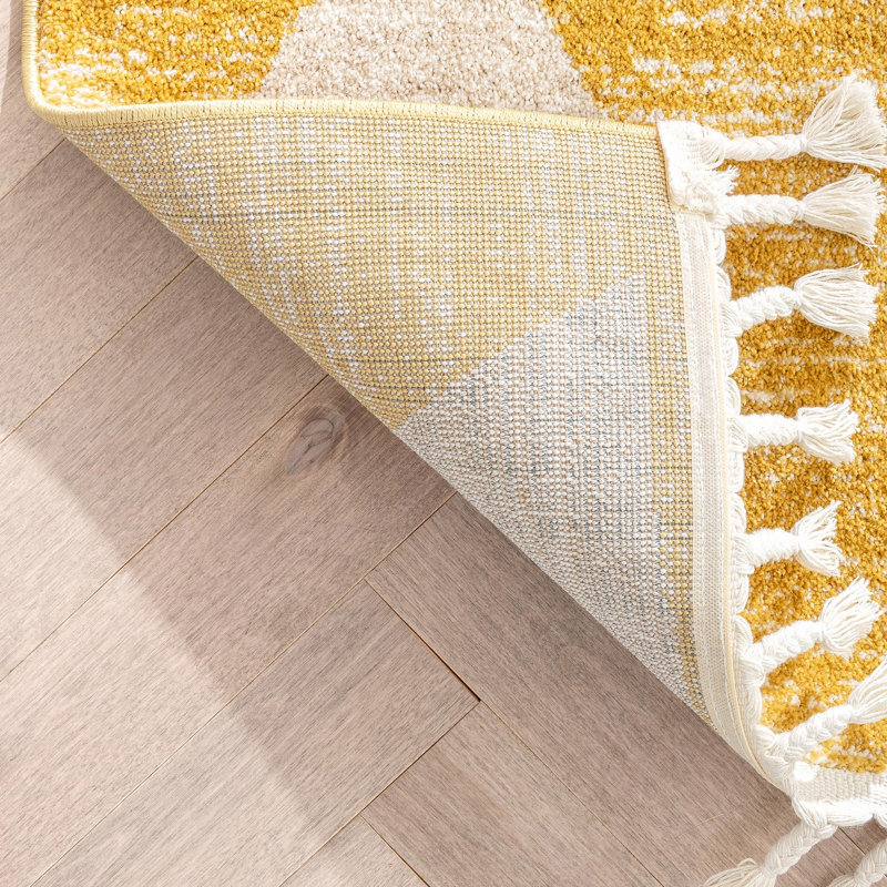 Markos Triangles Modern Kids Geometric Yellow Area Rug, Runner 2'7" x 9'10"