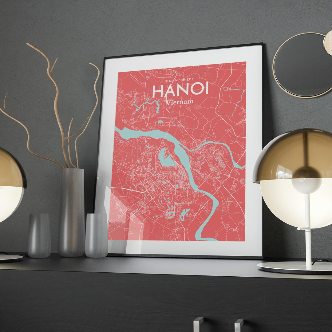 Hanoi City Map In Maritime - No Frame Print