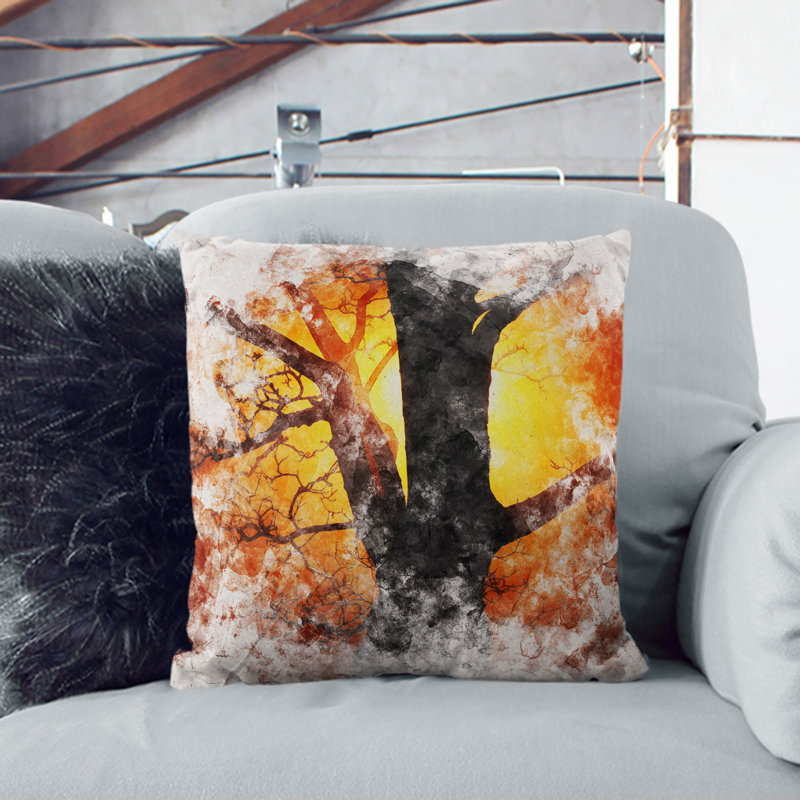 Tree at Sunset Vol.5 Watercolour Scatter Cushion, 55cm H x 55cm W x 20cm D