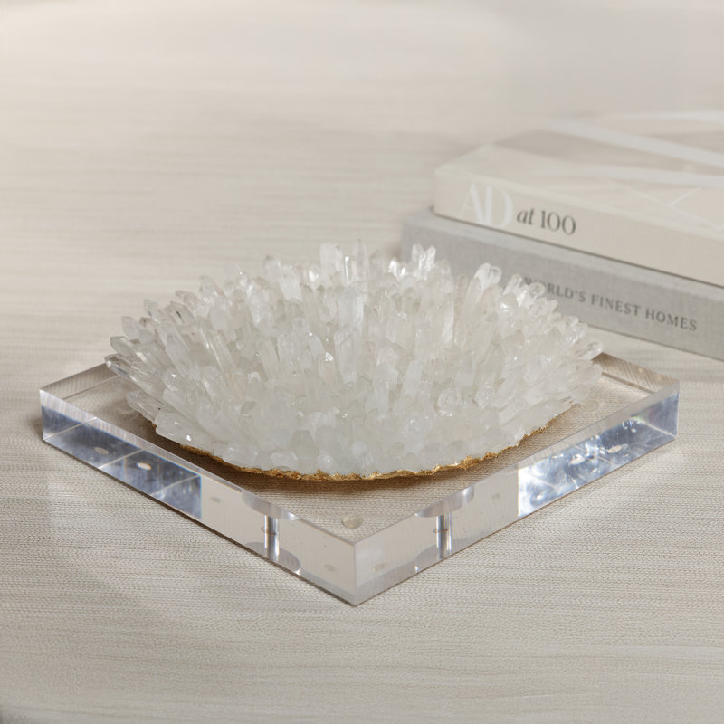 Accent décoratif en grappe de cristal transparent avec base en acrylique, Grand