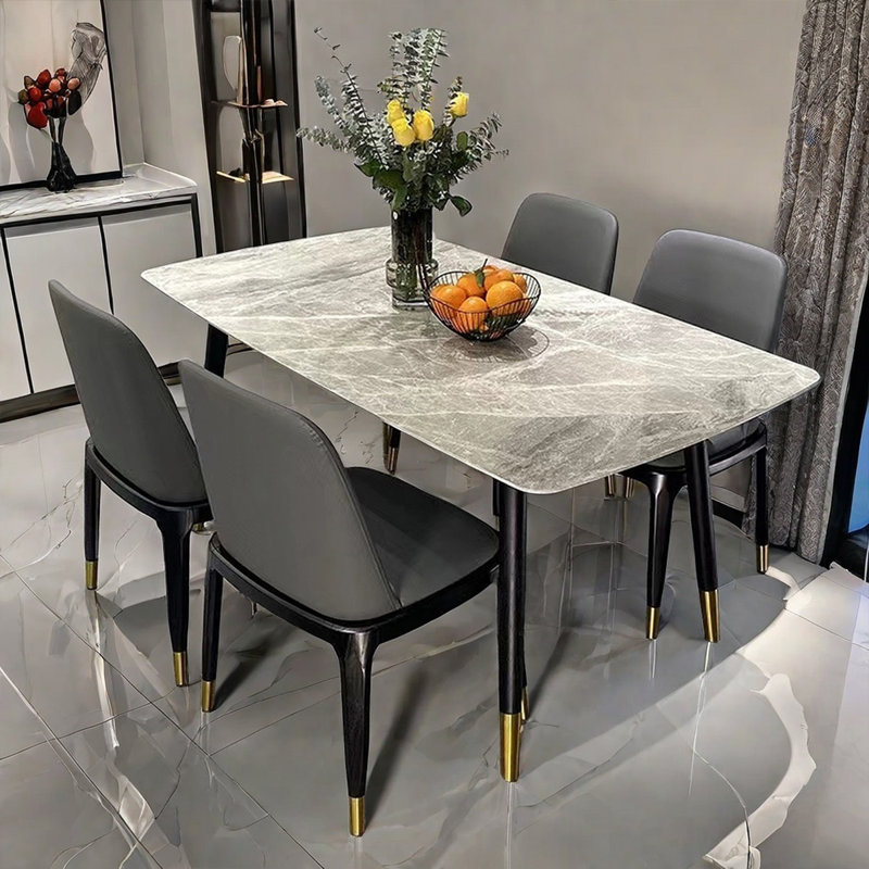 Light luxury modern rectangular rock dining table, 29.53"H x 70.87"L x 35.43"W