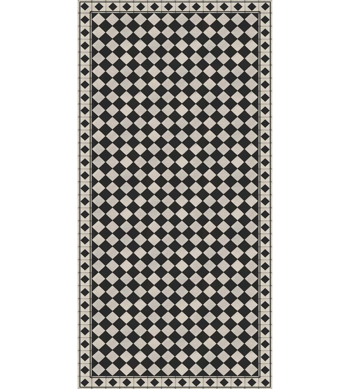 Chess Black Cushioned Kitchen Mat, Rectangle 2' x 3'
