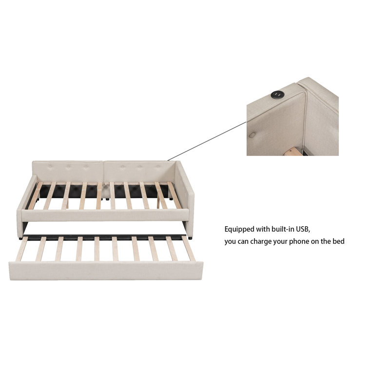 Lit plateforme tapissier Ahell, Double