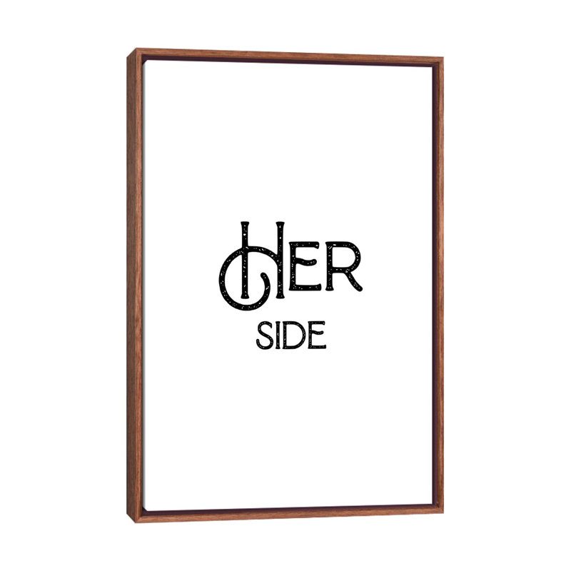 Her Side-impression d’art textuel, H 26 po x l 18 po x 1,5 po, Toile classique avec cadre brun, Pas de tapis