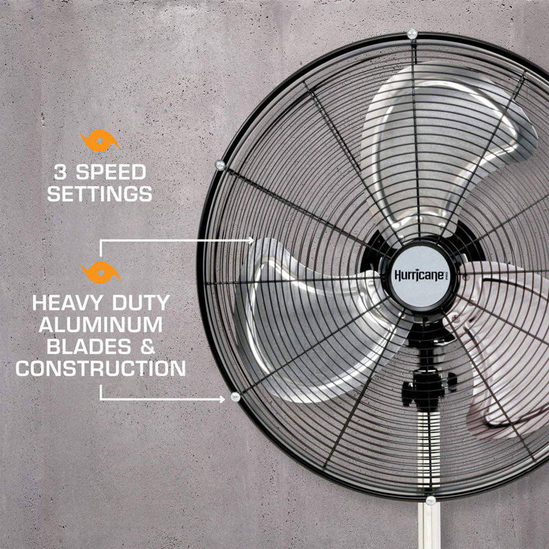 Hurricane Black 20" Oscillating Metal Stand Fan with Adjustable Height