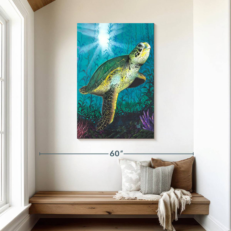 Tortue Brampt sous l'eau, H 45 po x l 30 po